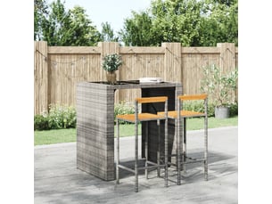 Lot de 2 tabouret de bar, chaise de bar gris résine tressée et bois d'acacia shl76941