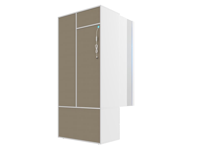 Armoire blanche 3 portes avec éclairage led 90x50x200 cm - penderie 2 tiroirs et 6 étagères - Conforama R