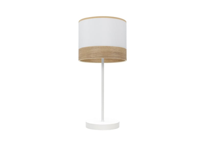  Fabrilamp olga lampe à poser blanc effet bois clair, abat-jour textile effet bois, 1 x e14, 42 cm 190071001 - Conforama A