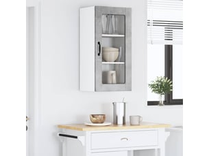 Meuble mural de cuisine, cabinet en verre mural 2 pcs gris béton bois d'ingénierie shl4264