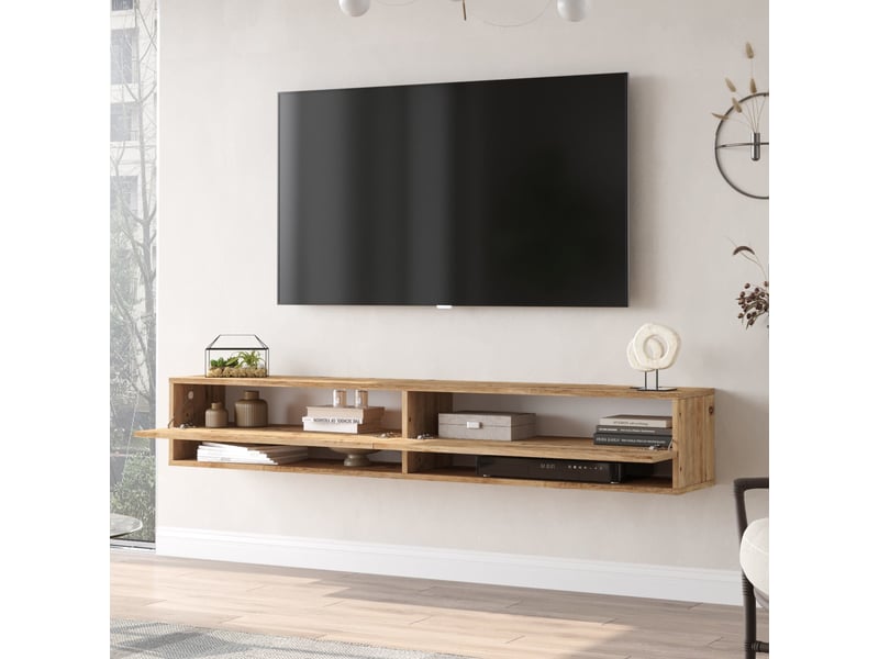  Meuble tv laitila à 2 portes 29,5 x 180 x 31,5 cm effet chêne rustique [en.casa] Laitila - Conforama E