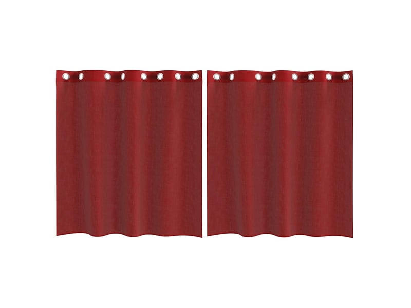  Lot de 2 rideaux en voile, voilages avec œillets rouge bordeaux cf44410  - Conforama A