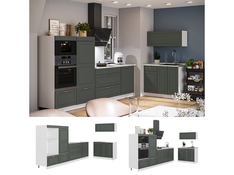 Vicco cuisine, vert or campagneblanc, 380cm, pt marbre - Conforama D