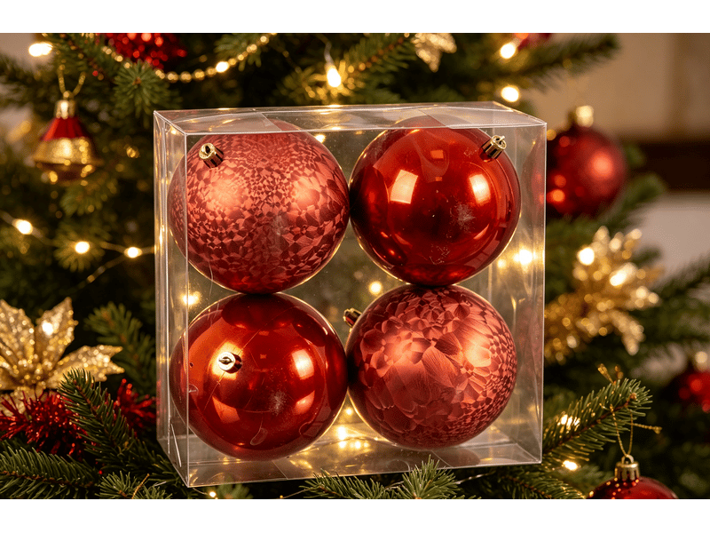  Boules de noël cuivre plastique 10 cm 4 unités S8803932 - Conforama C