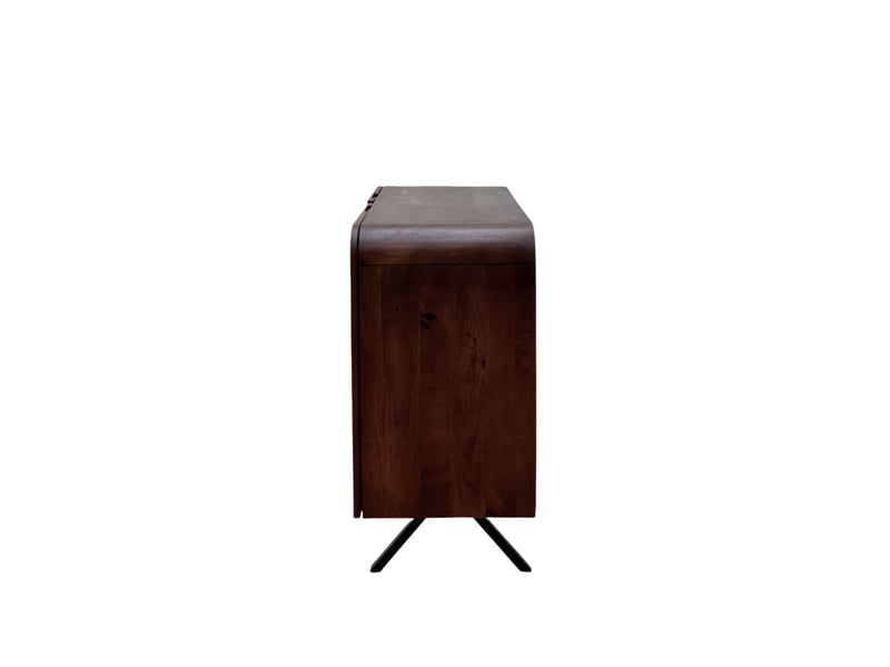  Buffet à 2 portes en bois de manguer couleur noyer avec pieds noirs  - Conforama E
