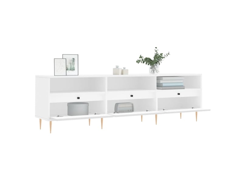  Meuble tv - banc tv - meuble de rangement blanc 150x30x44,5 cm bois d'ingénierie  - Conforama D