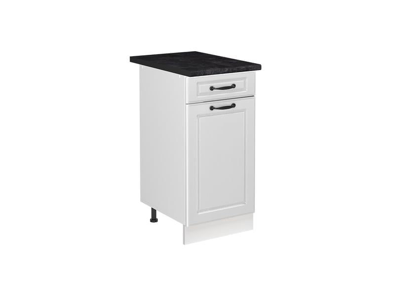  Vicco meuble bas sous-évier, blanc campagneblanc, 40cm plan de travail anthracite  - Conforama A