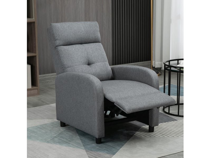 Fauteuil relax inclinable avec repose-pieds et dossier jusqu’à 155°, en polyester gris - Conforama B