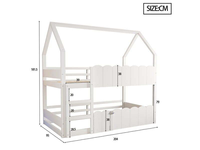  Lit superposé 90x200 cm coloris blanc bois massif lit enfant blanc - Conforama C