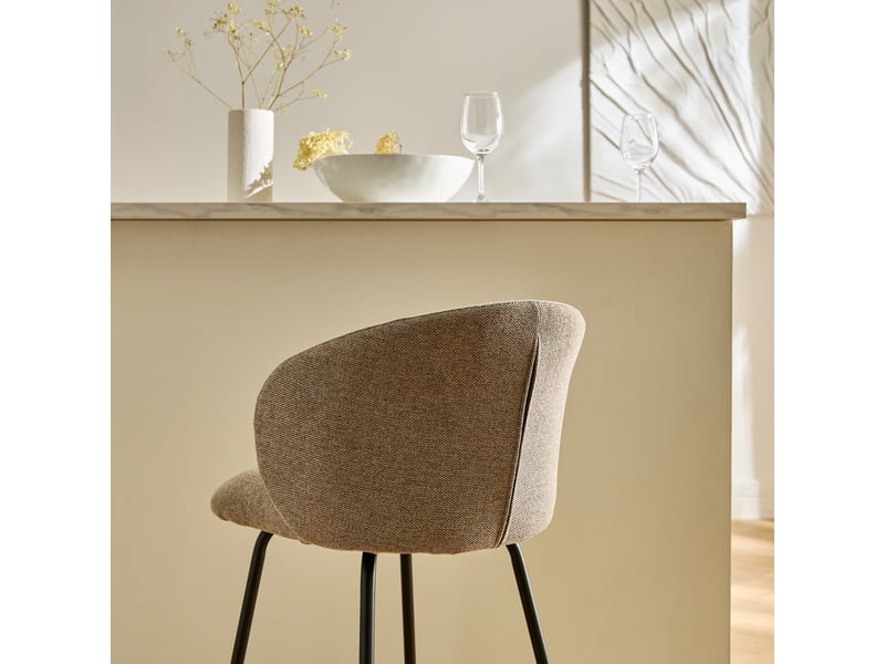 Lot de 2 tabourets en tissu chiné et pieds en métal sorrel  - Conforama C