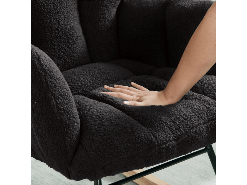  Fauteuil à bascule en tissu gris foncé, pieds en bois et métal W3915P460799 - Conforama D