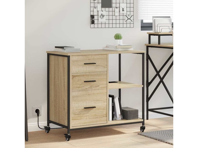 Commode chambre, cabinet avec station de charge 76 x 41 x 72 cm chêne sonoma - Conforama B