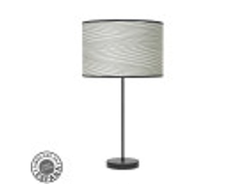  Fabrilamp moda grande lampe à poser noir gris, abat-jour textile motif rainures grises, 1 x e27, 63 cm 212471049 - Conforama B