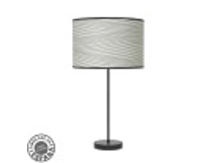 Fabrilamp moda grande lampe à poser noir gris, abat-jour textile motif rainures grises, 1 x e27, 63 cm