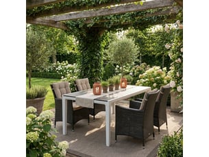 Table à manger moderne 160x90 pour 6 personnes harmony - beige