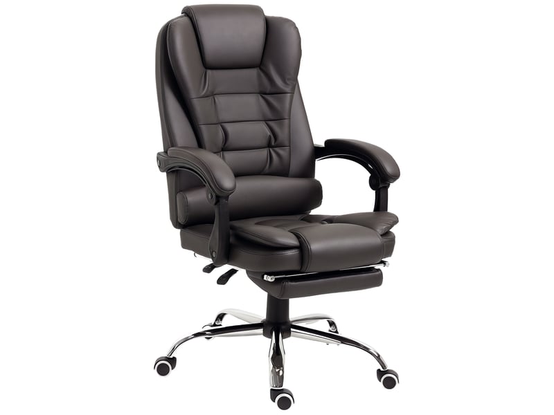 Fauteuil de bureau inclinable style présidentiel avec repose-pieds, 64,5 x 69 x 109-117 cm, couleur café  - Conforama A