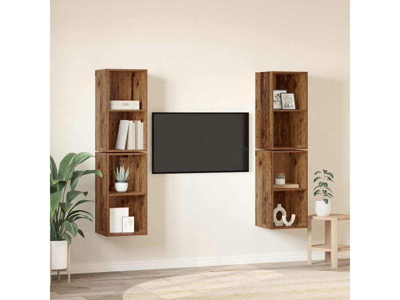  Ensemble meuble tv - banc tv - meuble de rangement 4 pcs bois ancien bois d'ingénierie  - Conforama D