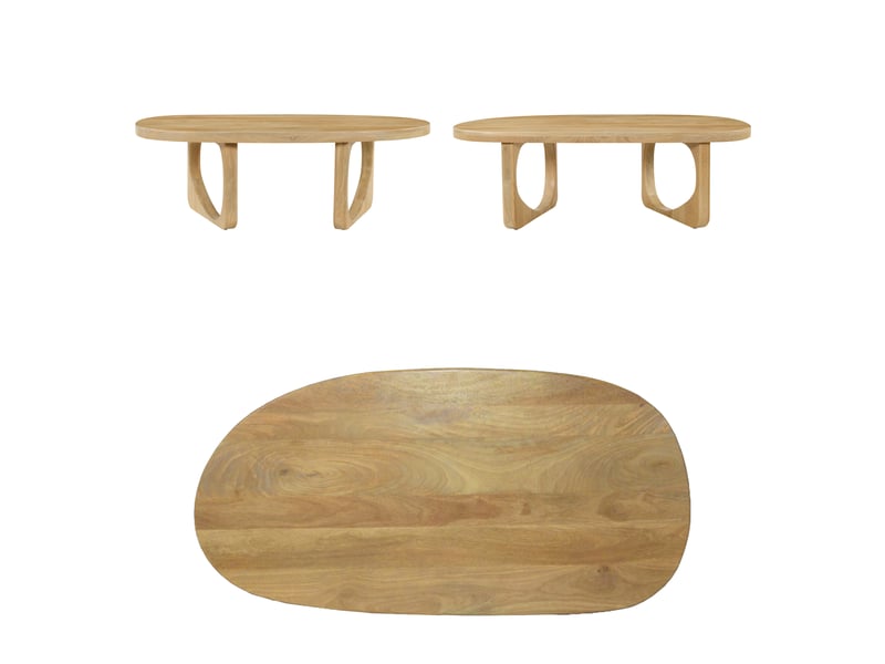  Table basse en bois de manguier massif teinte claire 120cm nari  - Conforama C