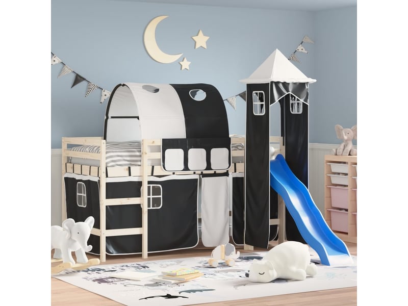  Rideaux pour lit mezzanine avec tunnel et tour blanc et noir cf44933  - Conforama B