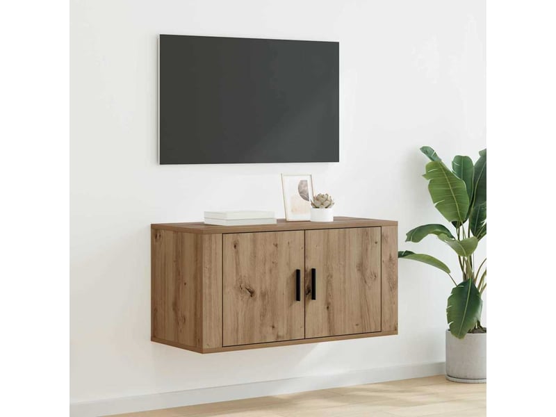  Meuble tv - banc tv - meuble de rangement mural 80 x 34,5 x 40 cm chêne artisanal  - Conforama B