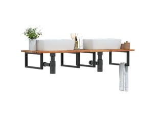 Étagère de vasque | étagère murale acier et bois massif d'acacia shl5268