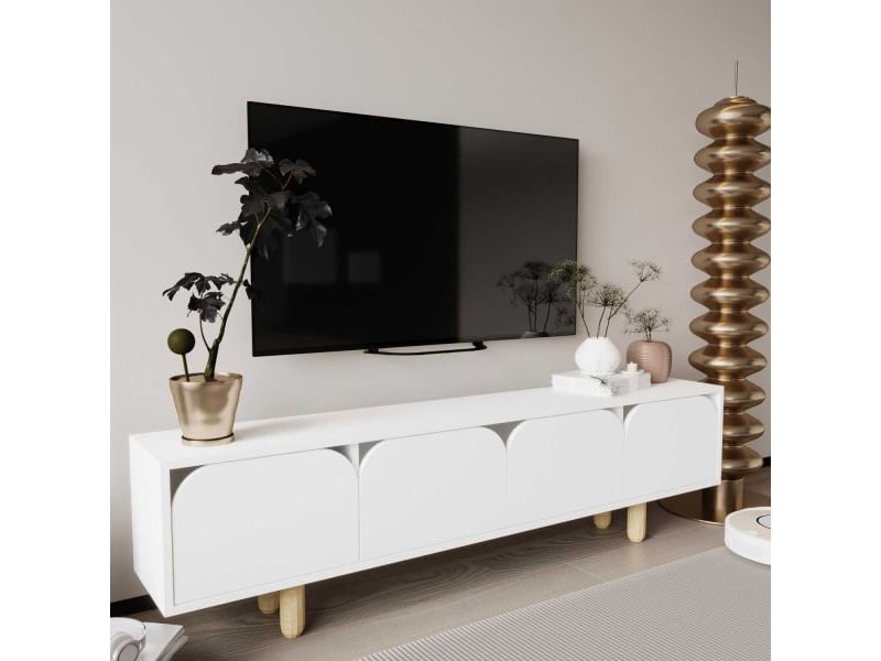  Meuble tv en aggloméré lazio blanc  - Conforama B