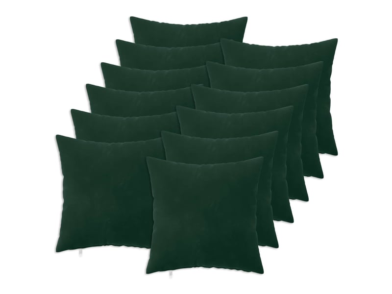  Lot de 12 coussins avec oreiller, coussins décoratifs heerlen vert foncé velours cf50155  - Conforama A