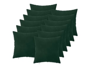 Lot de 12 coussins avec oreiller, coussins décoratifs heerlen vert foncé velours cf50155