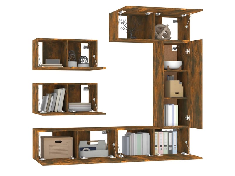  Ensemble de meubles tv 6 pcs chêne fumé bois d'ingénierie shl12370  - Conforama D