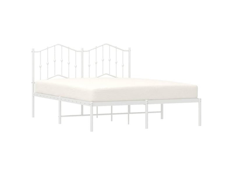  Lit double- lit adulte -  cadre de lit métal sans matelas et tête de lit blanc 150x200 cm  - Conforama C