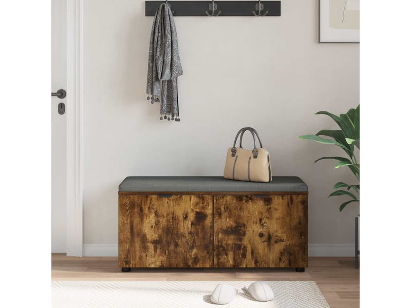  Banc d'entrée, banc interieur avec coussin chêne fumé 100x38x46 cm shl42540  - Conforama D