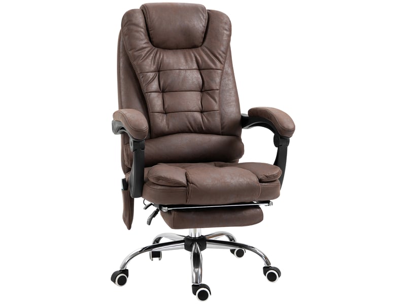  Fauteuil de bureau massant avec fonction chauffante, inclinable et réglable en hauteur, marron  - Conforama B