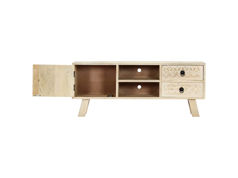  Meuble tv - banc tv - meuble de rangement 110x30x44 cm bois massif de manguier  - Conforama D