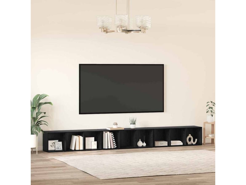  Ensemble meuble tv - banc tv - meuble de rangement 3 pcs chêne noir bois d'ingénierie  - Conforama D