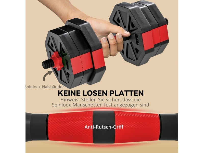  Set de musculation 4-en-1 réglable 20 kg 100x18x18 cm rouge  - Conforama D