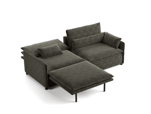 Canapé droit convertible VIVRYN 3 places Tissu gris avec coffre de rangement