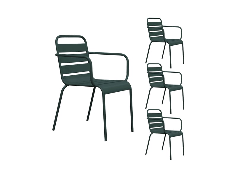  Ensemble table de jardin + 6 fauteuils en métal vert sapin - baca  - Conforama D