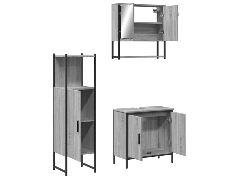  Ensemble de meubles de salle de bain 3 pcs sonoma gris cf63821  - Conforama D