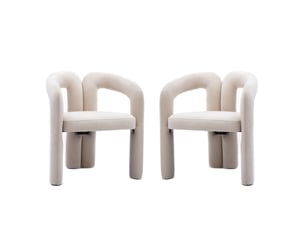 Lot de 2 chaise de salle à manger 64x50,5x71cm, dossier enveloppant, revêtement en tissu velours beige, coussin moelleux en mousse, design contemporain