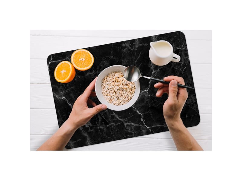  Sets de table marbre - noir - blanc - texture - aspect marbre lot de 6 tapis antidérapant 45x30  - Conforama C
