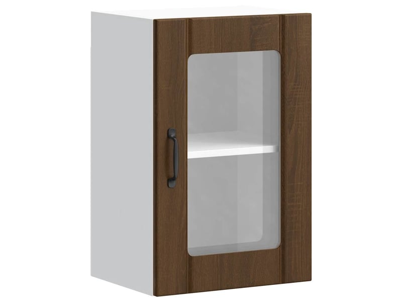  Armoire murale de cuisine et porte en verre lucca chêne marron shl6964  - Conforama A