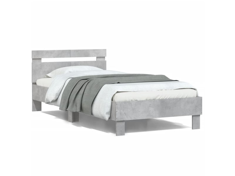  Lit simple- lit adulte -  cadre de lit sans matelas avec tête de lit gris béton 100x200cm  - Conforama A