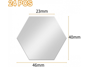 Miroir mural hexagonal 24 pièces, miroir mural adhésif argenté 46 × 40 × 23 mm, miroir mural autocollant hexagonal en acrylique