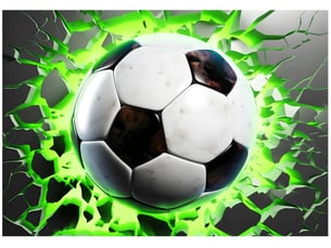 Papier peint panoramique intissé garçon football vert - 350x250 cm - papier peint enfant