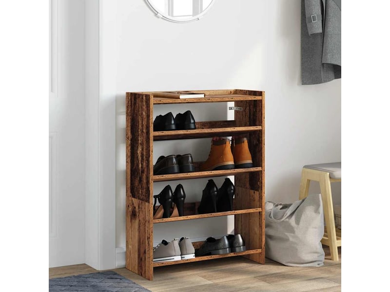  Meuble à chaussures, étagère à chaussures vieux bois 60x25x81 cm bois d'ingénierie  - Conforama C