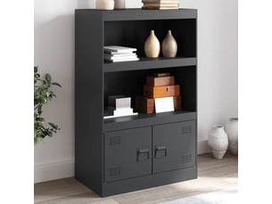 Buffet - bahut - meuble de rangement anthracite 67x39x107 cm acier