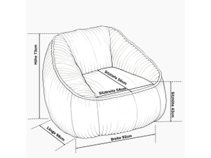 Fauteuil pouf avec dossier enveloppant et mousse à mémoire de forme pour intérieur en velours côtelé gris foncé