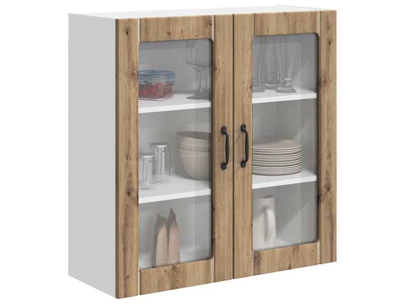Meuble mural de cuisine, cabinet en verre mural chêne artisanal 80x31x80cm shl9572 - Conforama C