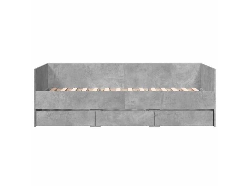  Lit simple- lit adulte -  lit de jour avec tiroirs sans matelas gris béton 90x200 cm  - Conforama C