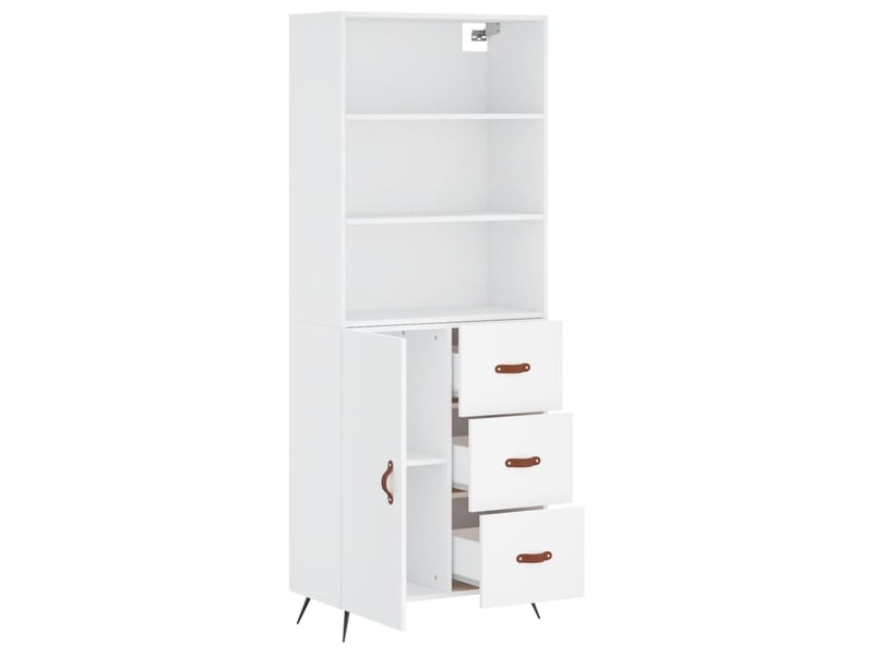  Buffet haut - bahut - meuble de rangement blanc 69,5x34x180 cm bois d'ingénierie  - Conforama C